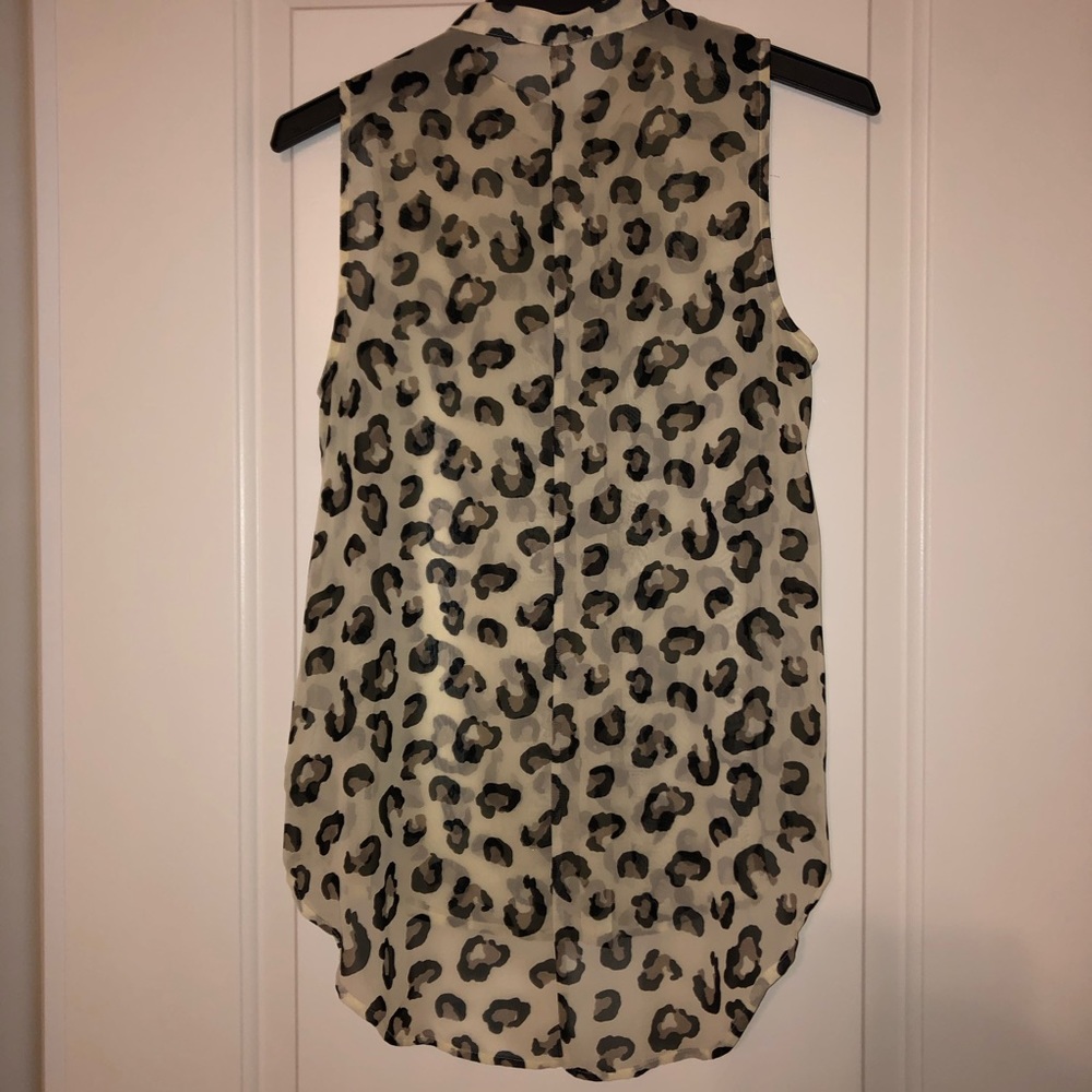 Lush Cheetah Print Sheer Button Down Tank Top - Picture 2 of 4